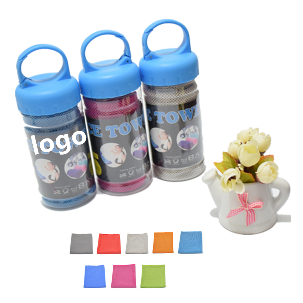 Cooling Towels In Bottle Containers Custom Imprinted