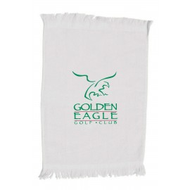 White Fringed Velour Fingertip Towel - 1 Color (11"x18") Custom Imprinted