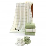Logo Branded Strips Jacquard Pattern Cotton Bath Towels