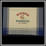 Custom Imprinted Navy/Tea Dyed Plaid Kitchen Towel with Custom Print