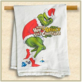 Custom Embroidered Natural Vintage Flour Sack Towel with Custom Print