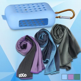 Cooling Towel In Portable Silicone Bag Logo Branded