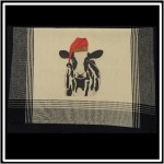 Black/Tea Dyed Plaid Kitchen Towel with Custom Print Custom Embroidered