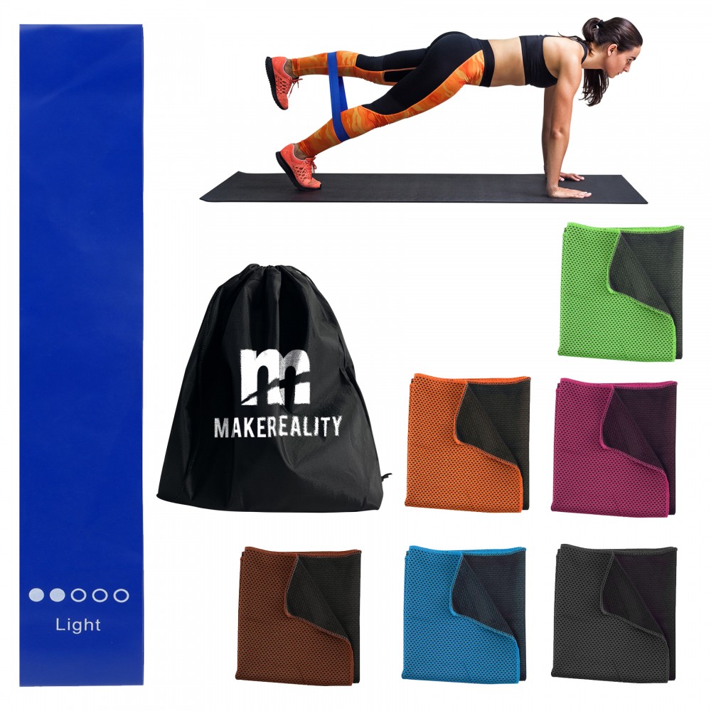 Logo Branded Resistance Band & Cooling Towel Set Logo Branded Resistance Band & Cooling Towel Set