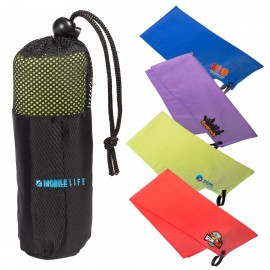 Custom Embroidered Microfiber Quick Dry & Cooling Towel in Mesh Pouch