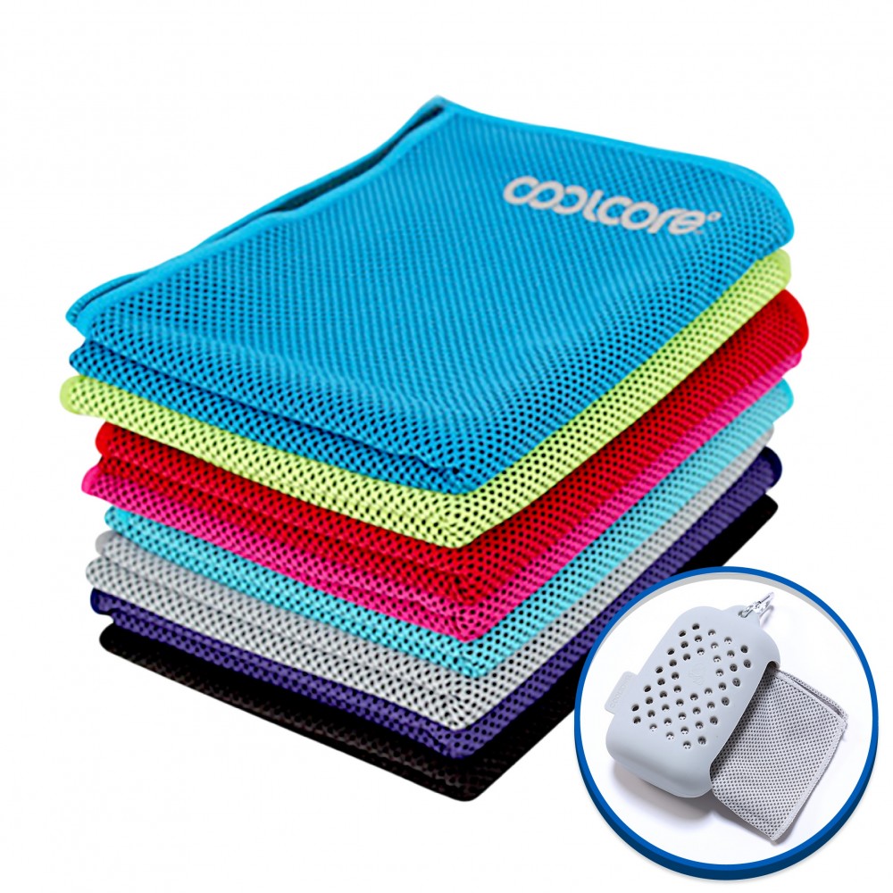 Cooling Towel - One Color Imprint - Silicone Gel Case Custom Embroidered