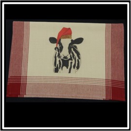 Custom Imprinted Red/Tea Dyed Plaid Kitchen Towel with Custom Print