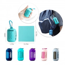 Portable Quick Dry Towel with Silicone Case Logo Branded  Portable Quick Dry Towel with Silicone Case Logo Branded