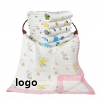 Custom Embroidered Six Layer Combed Seersucker Baby Blanket