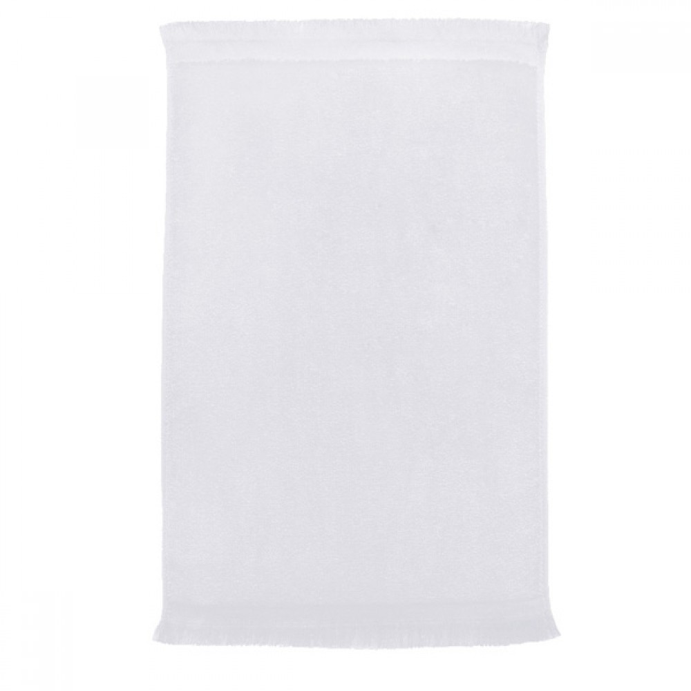 Logo Branded Premium Fringed Velour Towel (White Towel, Embroidered)
