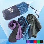Custom Embroidered Microfiber Quick Dry & Cooling Towel in Mesh Pouch