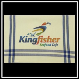 Blue/Black Double Stripe Kitchen Towel - 20"x28" Custom Embroidered