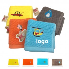 Cartoon Pattern Embroidery Children Towel Wash Cloth Custom Embroidered