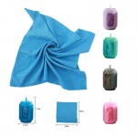 Quick Dry Travel Towel with Silicone Pouch and Carabiner Custom Imprinted