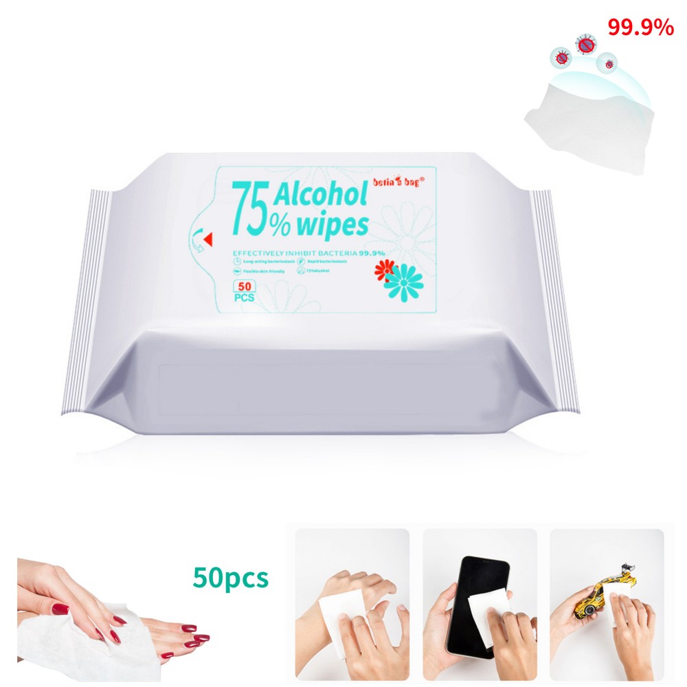 Custom Embroidered 50Pcs/Pack 75% Disinfection Alcohol Wet Wipes Custom Embroidered 50Pcs/Pack 75% Disinfection Alcohol Wet Wipes
