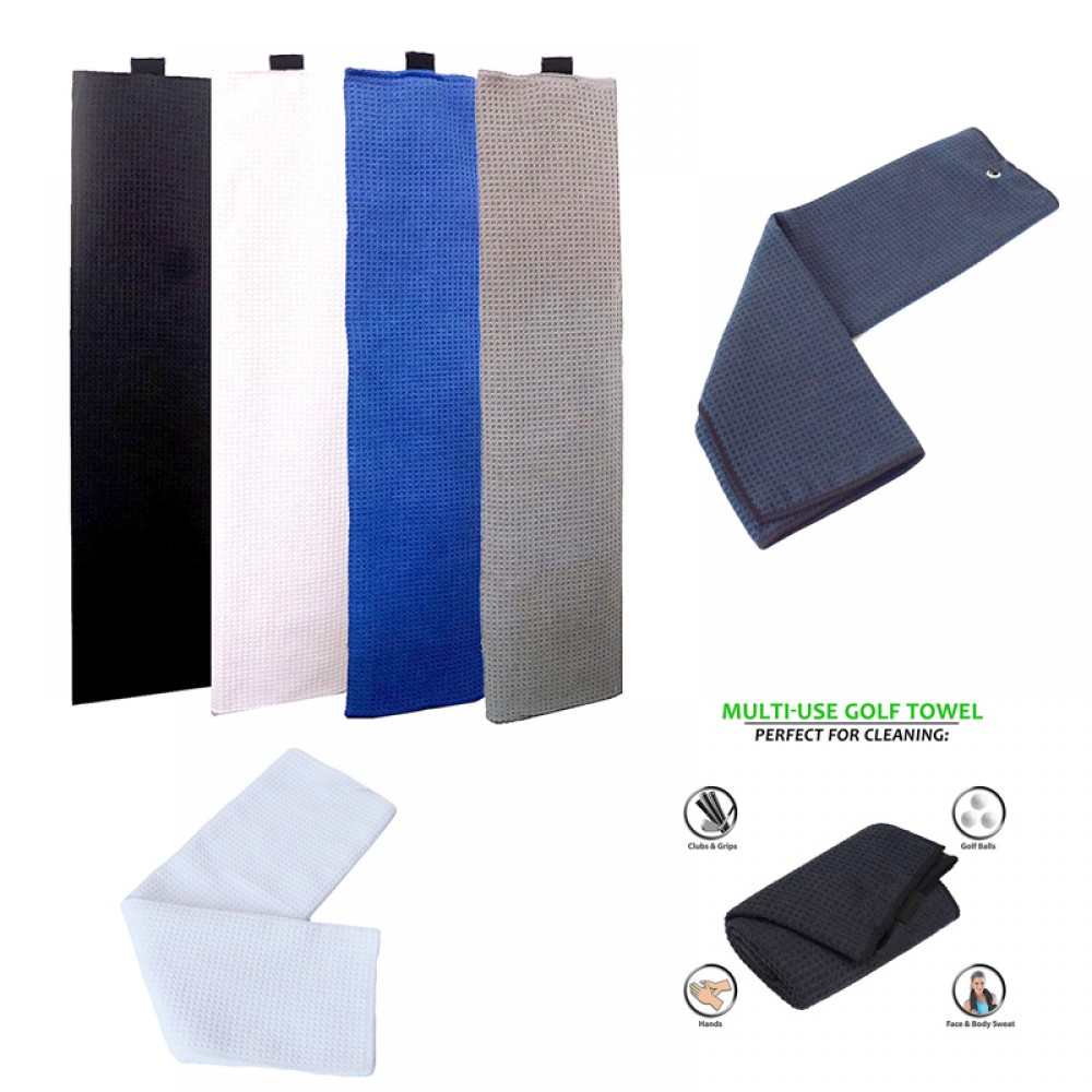 Custom Imprinted Waffle Microfiber Golf Towel Custom Imprinted Waffle Microfiber Golf Towel