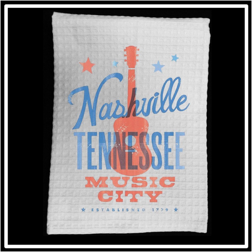 White Waffle Weave Kitchen Towel with Custom Print Custom Embroidered White Waffle Weave Kitchen Towel with Custom Print Custom Embroidered