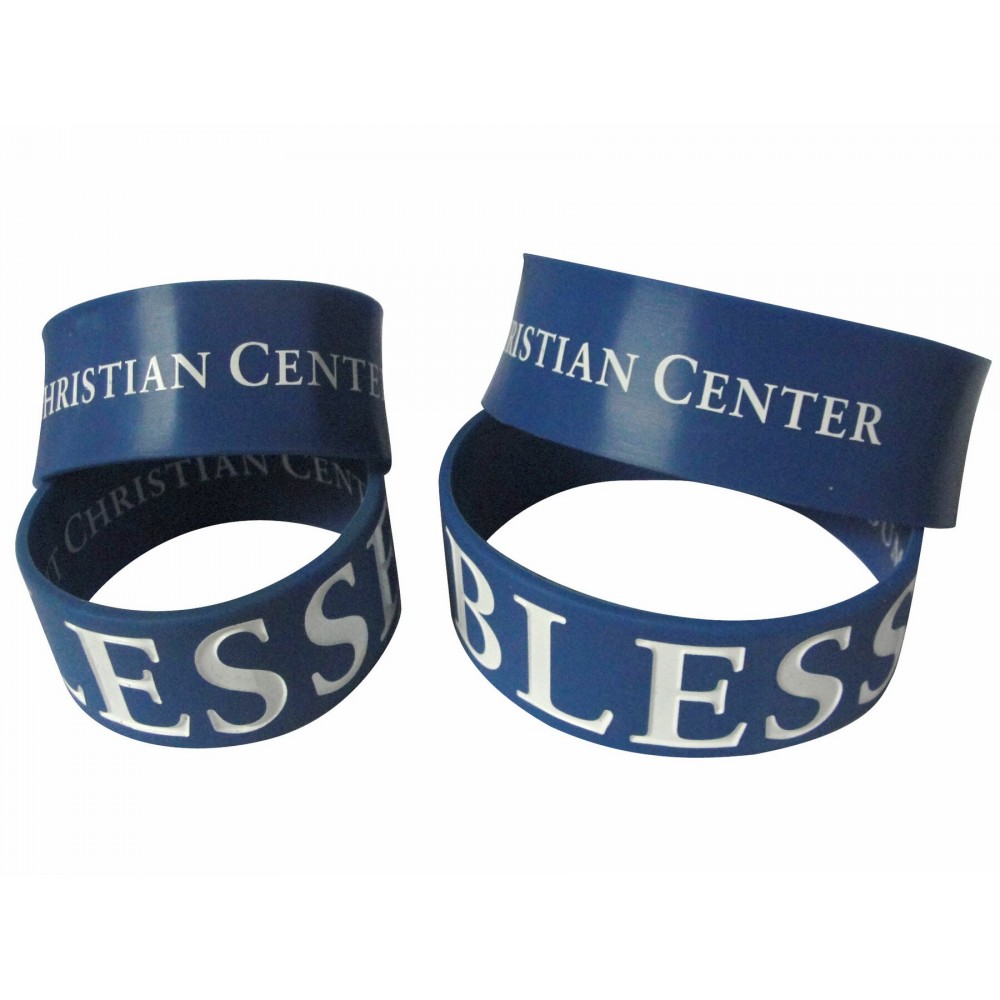 Custom Printed Silicone Debossed Wristband (wide 1inch) Custom Printed Silicone Debossed Wristband (wide 1inch)