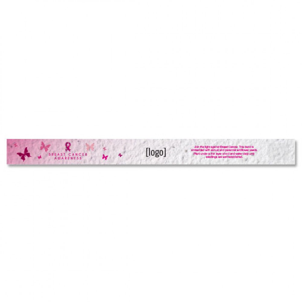 Seed Paper Breast Cancer Awareness Wristband - Style C Logo Printed Seed Paper Breast Cancer Awareness Wristband - Style C Logo Printed