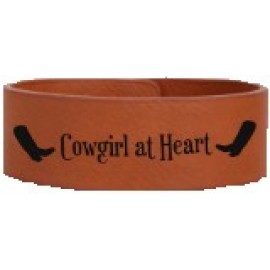 9.5" x 1" Light Brown Leatherette Cuff Bracelet Custom Imprinted