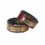 Custom Imprinted Stock Leather Bracelet with Custom Emblem