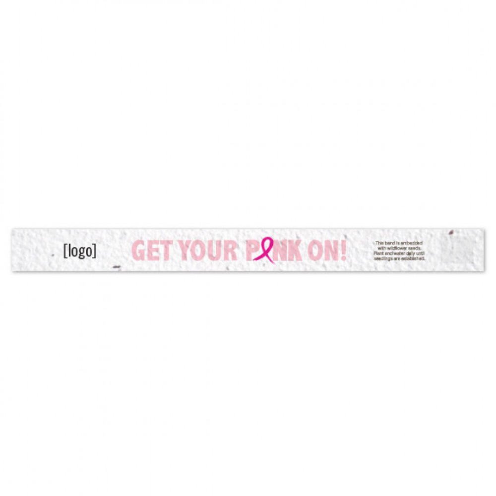 Custom Imprinted Seed Paper Breast Cancer Awareness Wristband - Style M