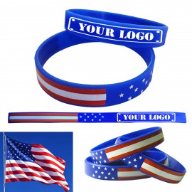 Logo Branded American Flag Silicone Bracelet