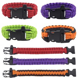 Custom Imprinted Emergency Multifunction Outdoor Survival Bracelets With Whistle