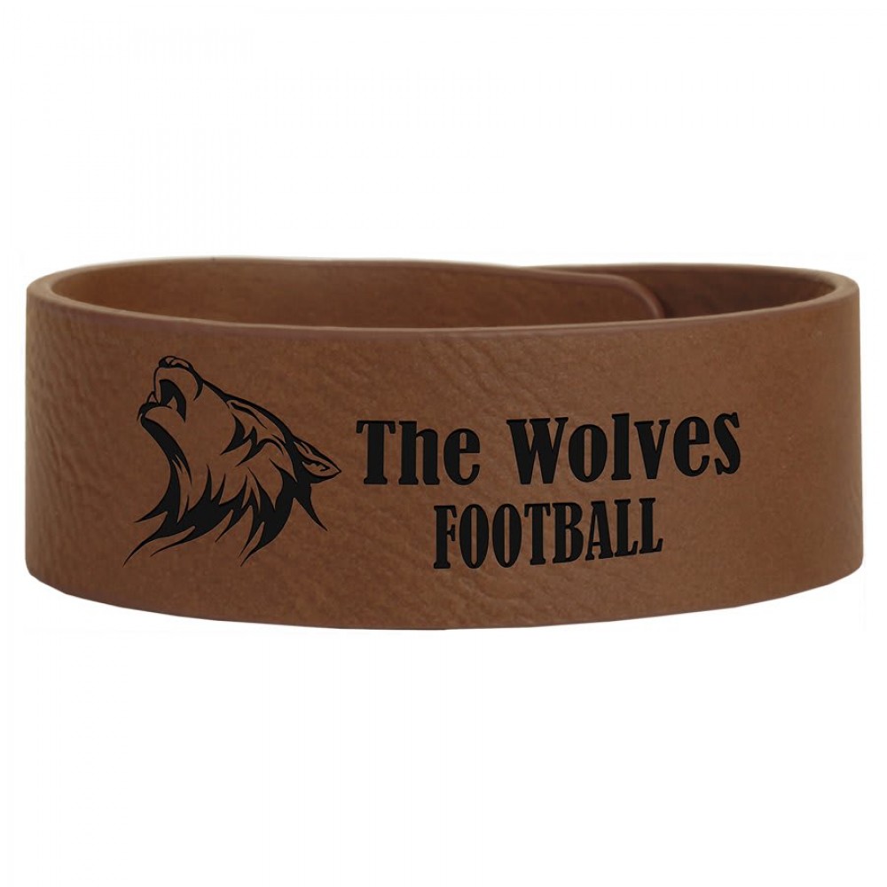Logo Branded 9.5" x 1" Dark Brown Leatherette Cuff Bracelet Logo Branded 9.5" x 1" Dark Brown Leatherette Cuff Bracelet
