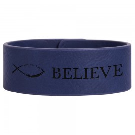 Custom Imprinted 9.5" x 1" Blue/Black Leatherette Cuff Bracelet
