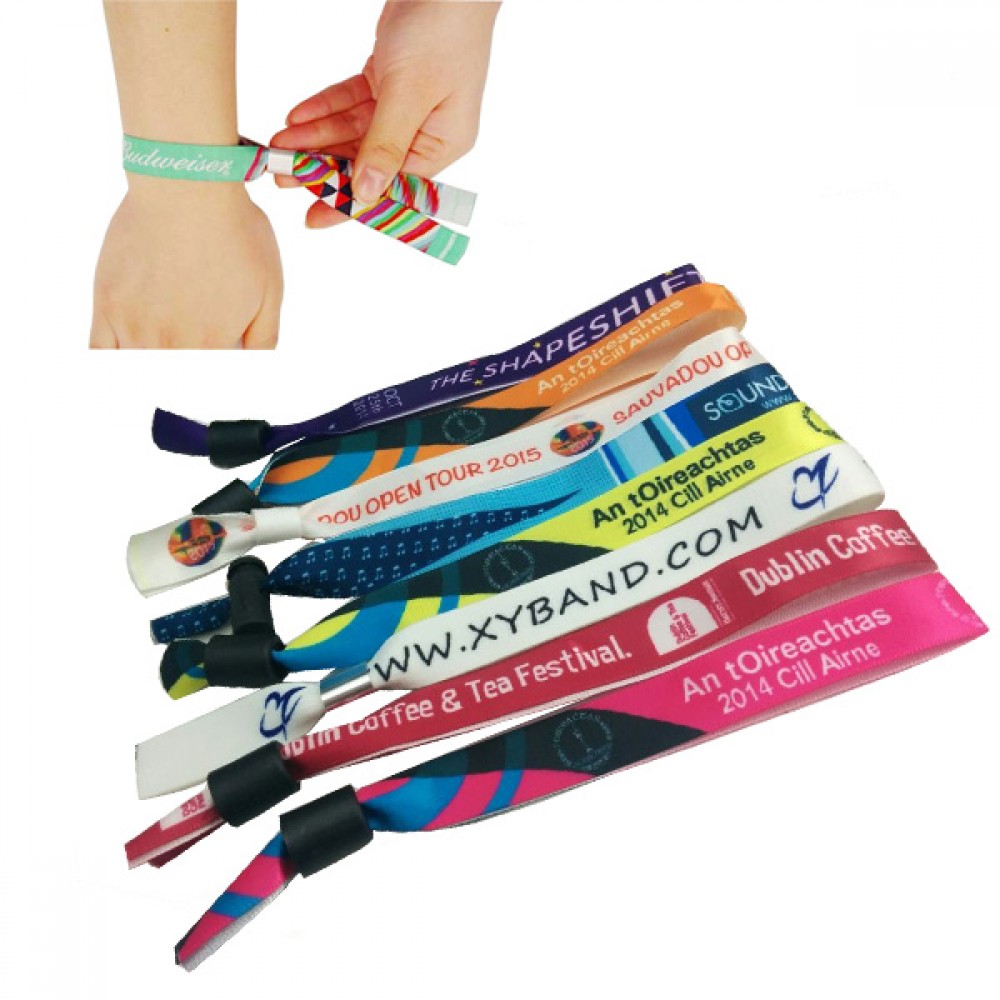 Polyester Woven Fabric Wristbands Logo Printed Polyester Woven Fabric Wristbands Logo Printed