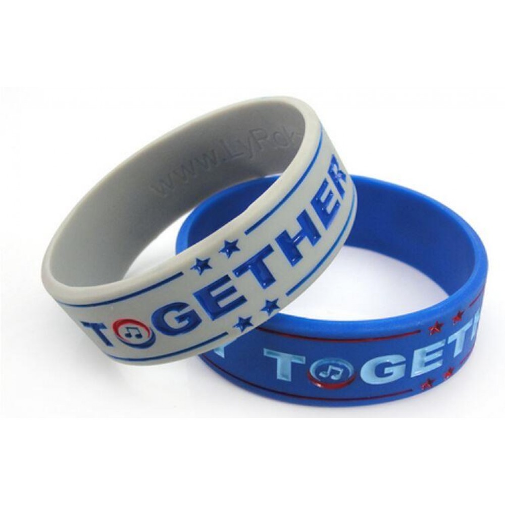 1/2'' Wide Promotional Silicone Bracelets Custom Branded 1/2'' Wide Promotional Silicone Bracelets Custom Branded