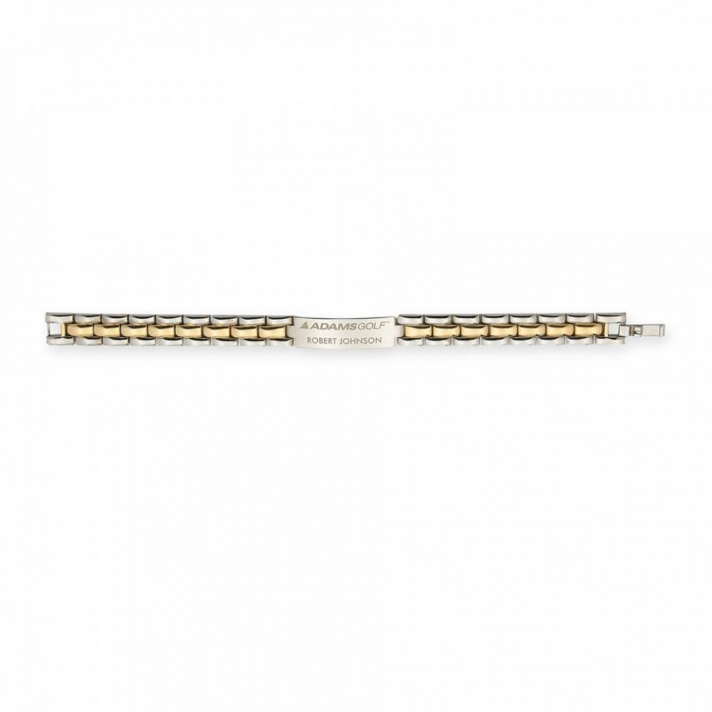 Custom Imprinted Magnetic Bracelet (Square Links w/Gold Accent Center Line)