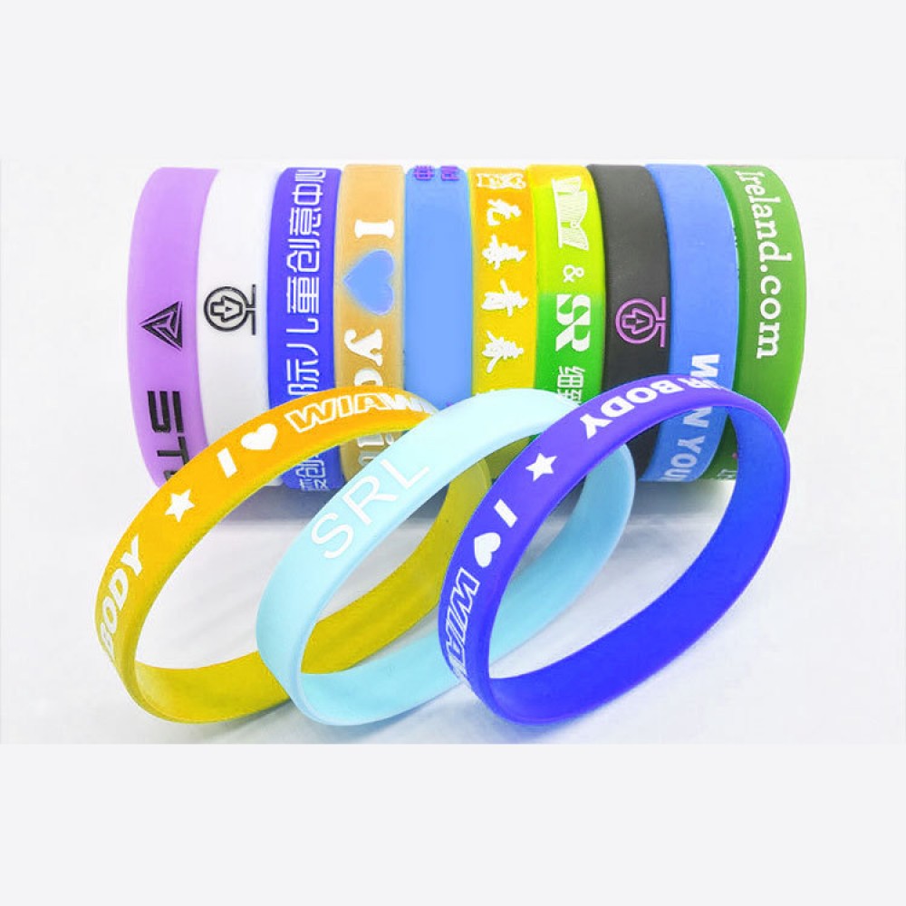 Personalized Fluorescent Silicone Rubber Bracelet Custom Imprinted