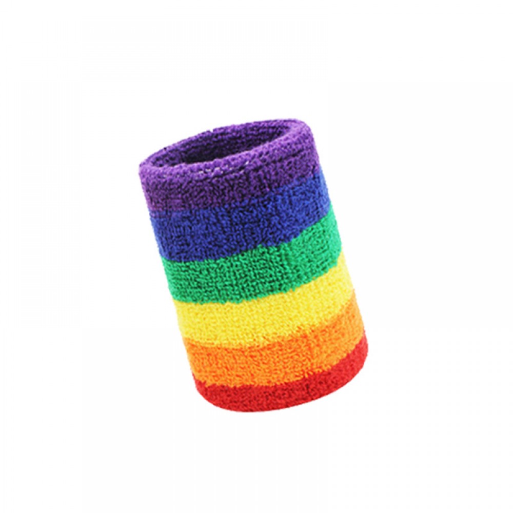Rainbow Wrist Sweatband Logo Printed Rainbow Wrist Sweatband Logo Printed