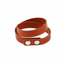 Logo Branded Double Wrap Leather Bracelet w/Embossed Logo