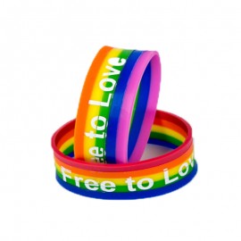 1" Wide Rainbow Silicone Bracelet Logo Printed