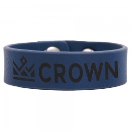 8.5" x.75" Blue/Black Leatherette Youth Cuff Bracelet Custom Branded