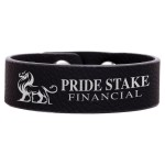Custom Printed 8.5" x.75" Black/Silver Leatherette Youth Cuff Bracelet