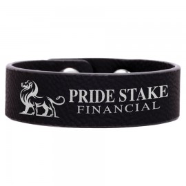 Custom Printed 8.5" x.75" Black/Silver Leatherette Youth Cuff Bracelet