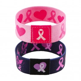 Custom Imprinted Pink Ribbon Wristband Breast Cancer Awareness Woven Bracelets Nurse Doctor Gifts