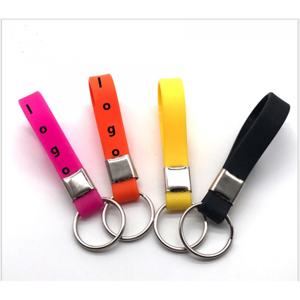 Silicone Bracelet Keychain Custom Imprinted
