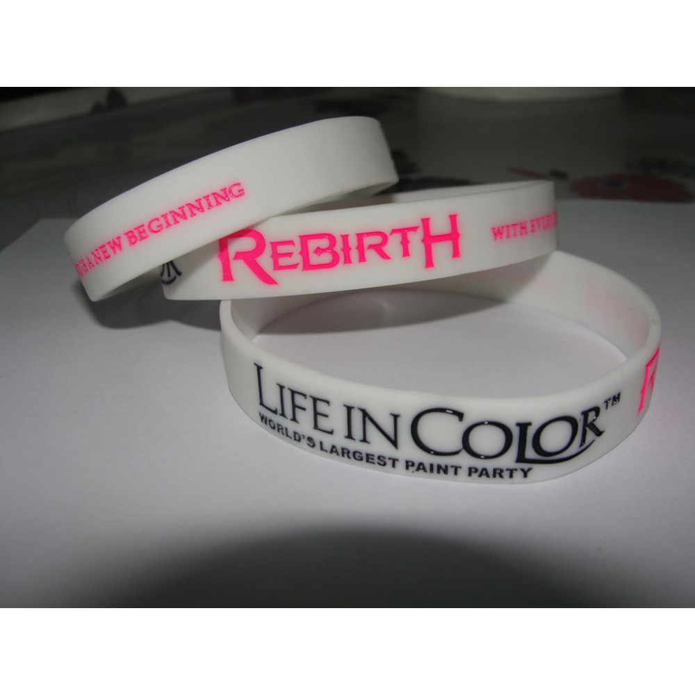 Custom Printed Silicone Debossed Wristband (0.5" Wide) Custom Printed Silicone Debossed Wristband (0.5" Wide)