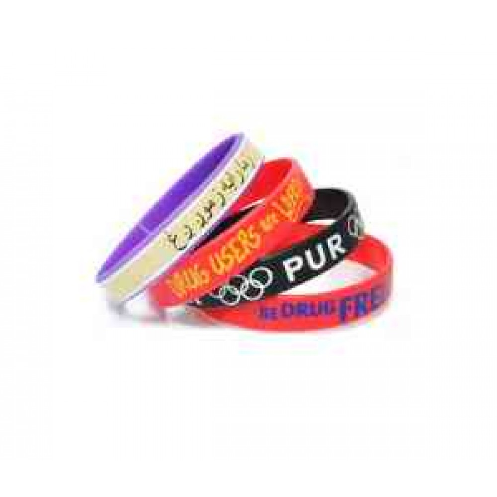 Custom Printed Solid Silicone Wristbands Logo Printed