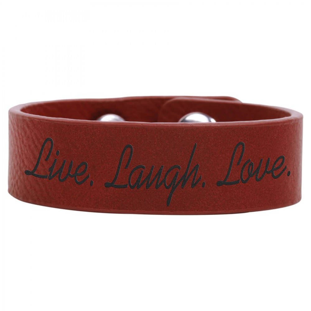 8.5" x.75" Rose Leatherette Youth Cuff Bracelet Custom Imprinted