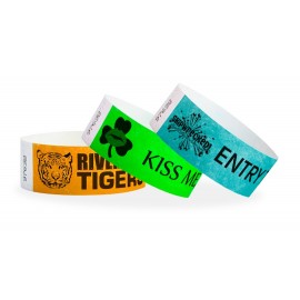 Custom Printed 1" Tyvek In-Stock Solid Color Wristbands with Black Imprint