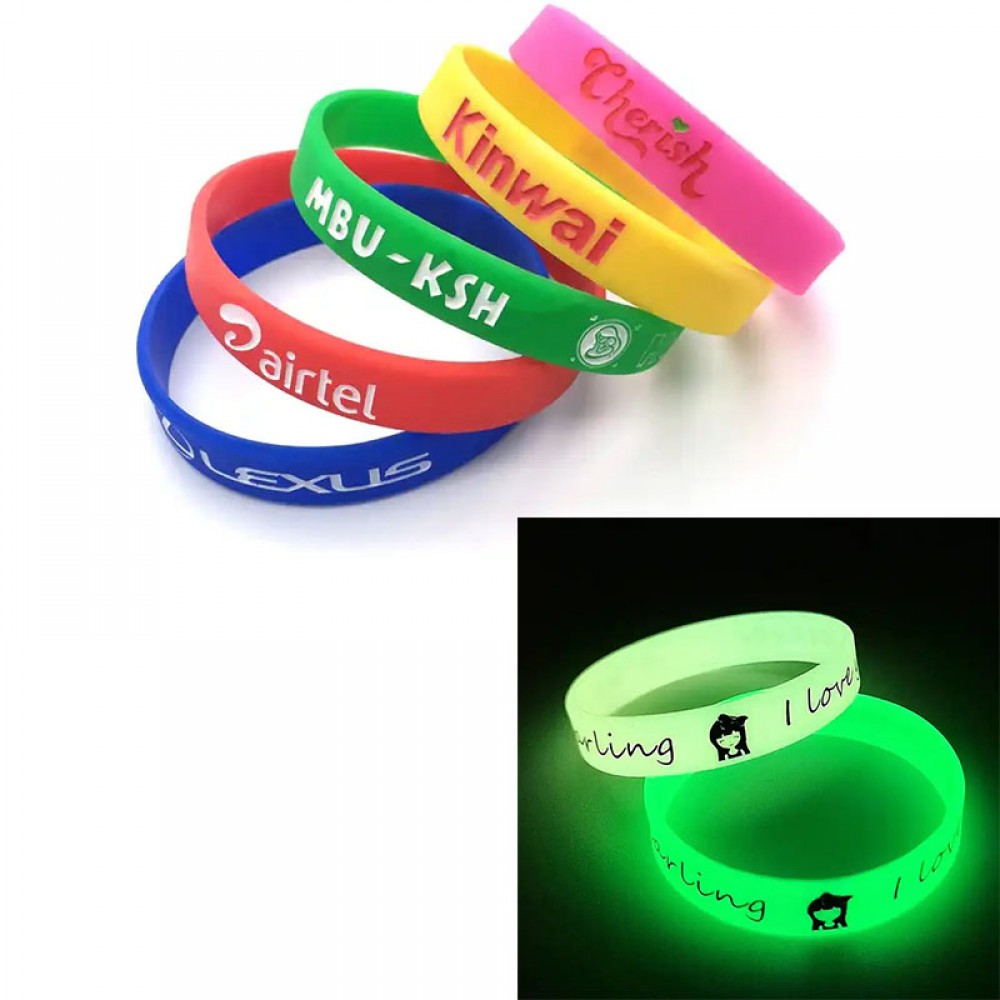 Custom Printed Custom Glow In Dark Silicone Bracelets