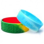 Logo Branded 3/4" Wide Multi-Color Silicone Wristband (Debossed Or Embossed)