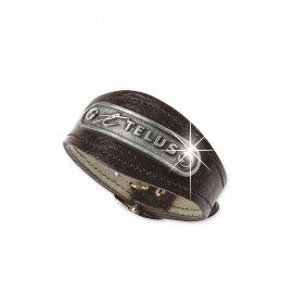 Synthetic Leather Bracelet with Buckle Closure Logo Printed