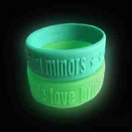 Custom Printed 1" Glow In The Dark Embossed Wristbands